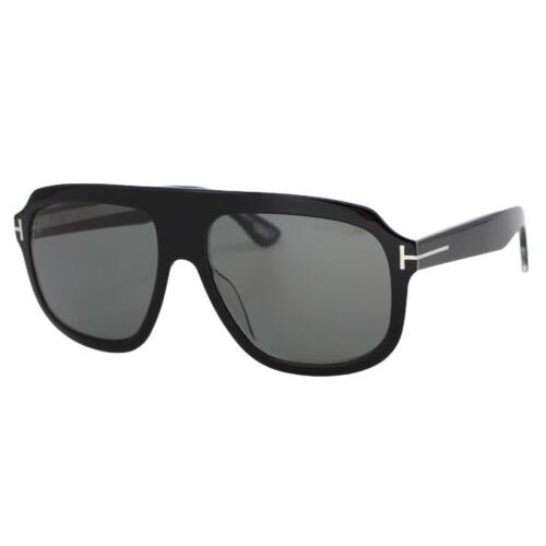 Tom Ford Ronan 743 01D Shiny Black Unisex Polarized Sunglasses 58-16-145 W/case