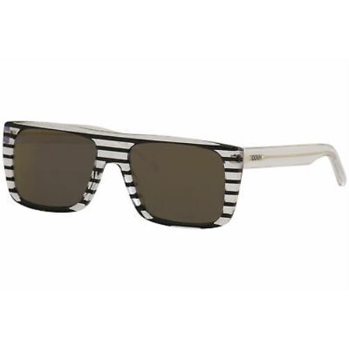Hugo Boss HG1002S HG/1002/S 033E0A Striped Crystal Rectangle Sunglasses 56mm