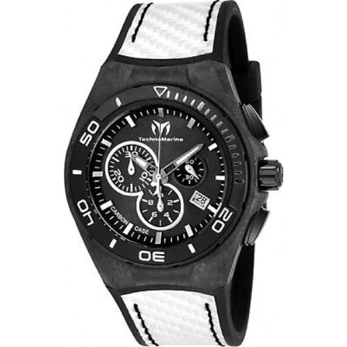 Technomarine TM-116005 Black Dial White Rubber Strap Chronograph Men`s Watch