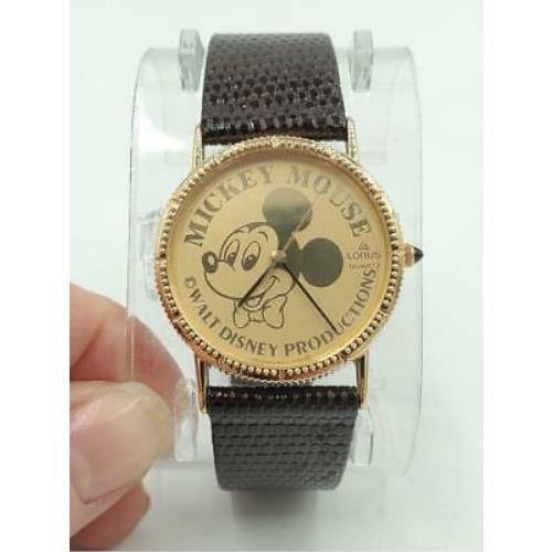 Vintage Lorus Walt Disney Mickey Mouse Gold Tone Coin Style Watch