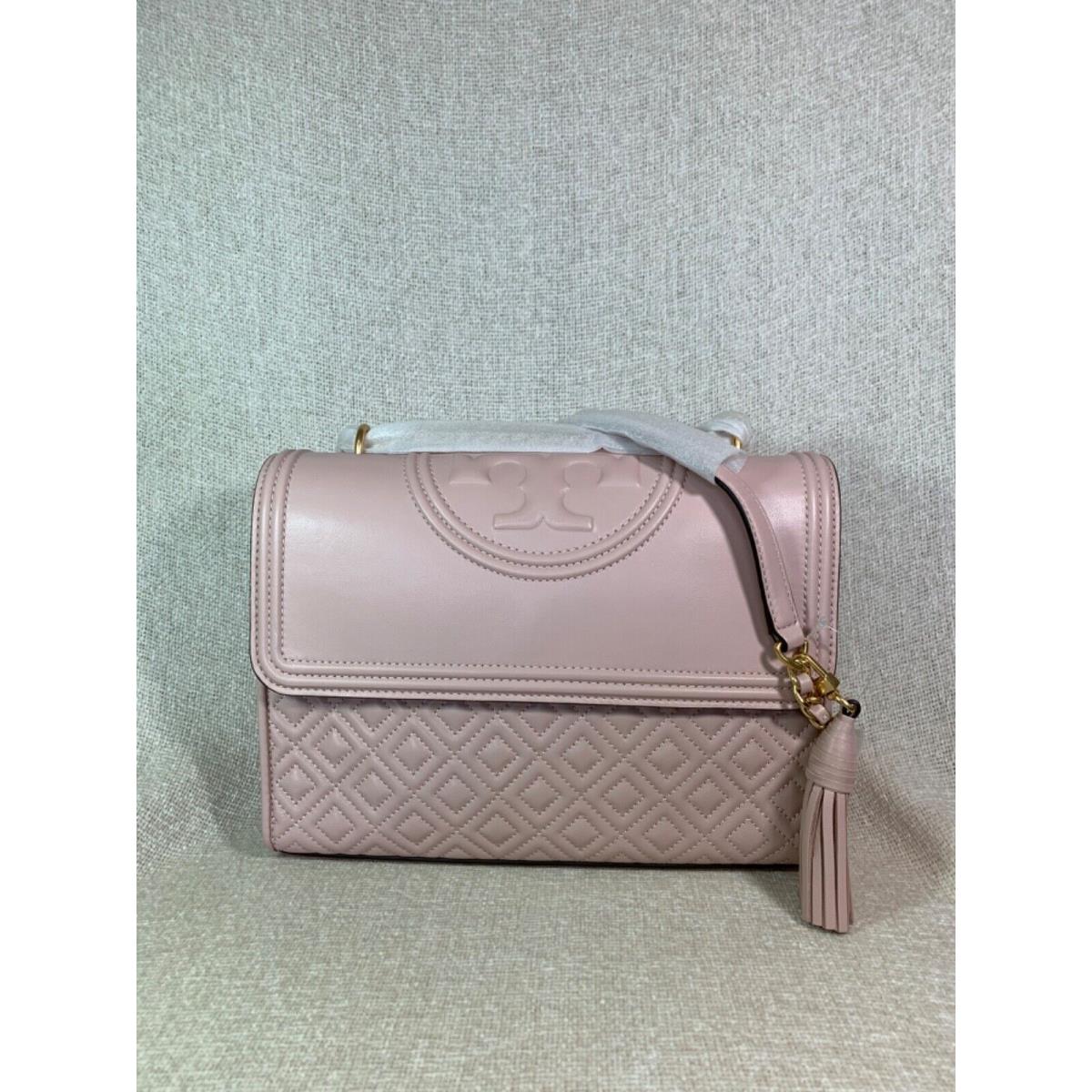 tory burch fleming satchel shell pink