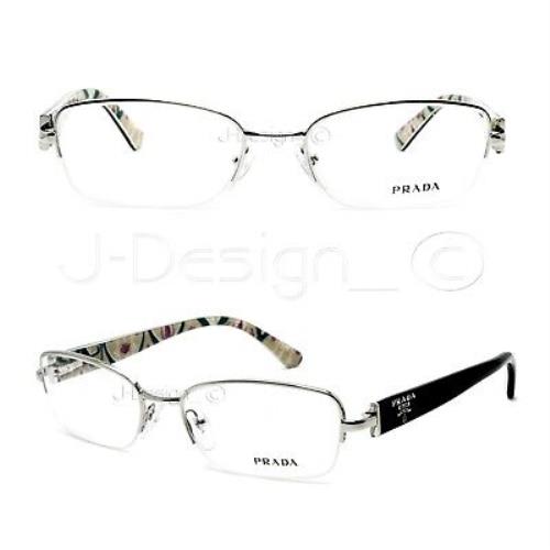 Prada Vpr 52N ABY-1O1 Silver Half-rimless Size 53/18/135 Eyeglasses Italy