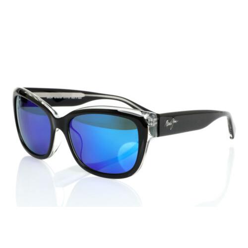 Maui Jim 275543 Plumeria Polarized Cat Eye Sunglasses Black Crystal/blue Hawaii
