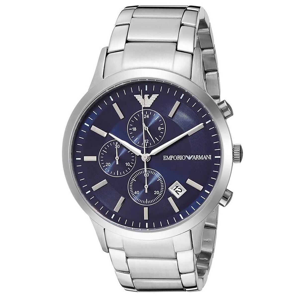 emporio armani blue chronograph watch