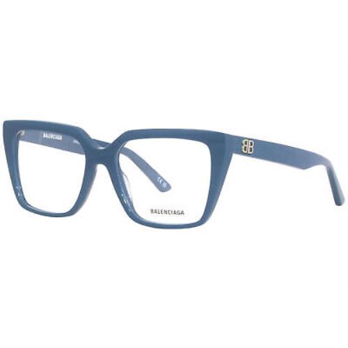 Balenciaga BB0130O 007 Eyeglasses Frame Women`s Blue Full Rim Square Shape 53-mm