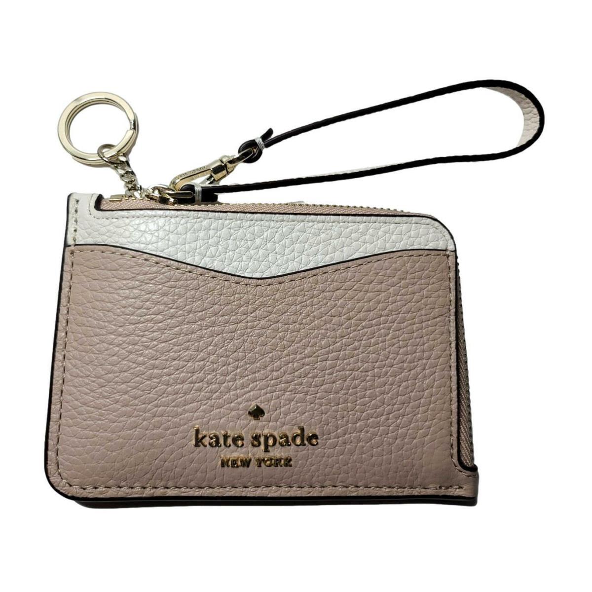 Kate Spade Keychain Wallet ID Holder Credit Card Holder Leila Coin Pouch Beige