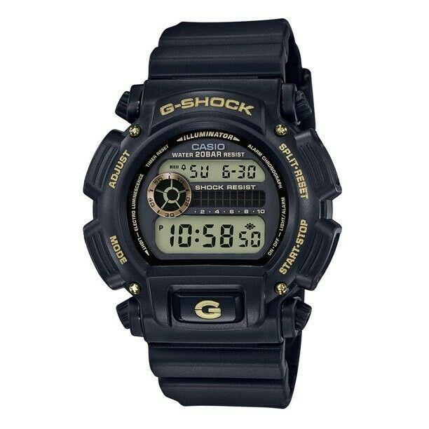 Casio Men`s Digital Black and Gold Resin Strap G-shock Watch DW9052GBX1A - WO
