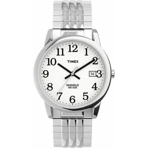 Timex Men`s TW2U09000 Easy Reader 35mm Silver-tone/white Perfect Fit Expansion