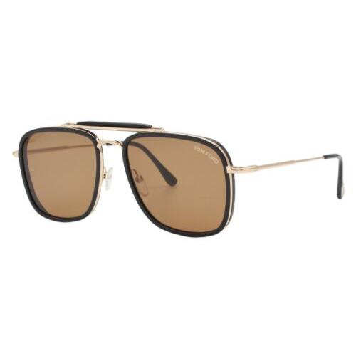 Tom Ford Huck 665 01E Black Gold Brown Lens Men s Sunglasses 56-17-145 W/case