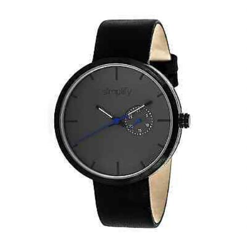 Simplify The 3900 Grey Dial Black Leather Watch SIM3902