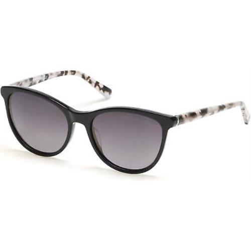 Kenneth Cole York KC 7255 KC7255 Shiny Black Smoke Polarized 01D Sunglasses