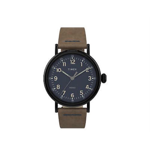 Timex Standard 40mm Leather Strap Gunmetal/brown Watch TW2T69400VQ
