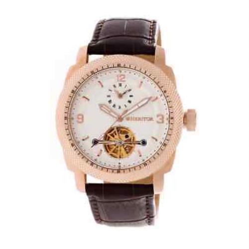 Heritor Helmsley Automatic White Dial Brown Leather Men`s Watch HR5008