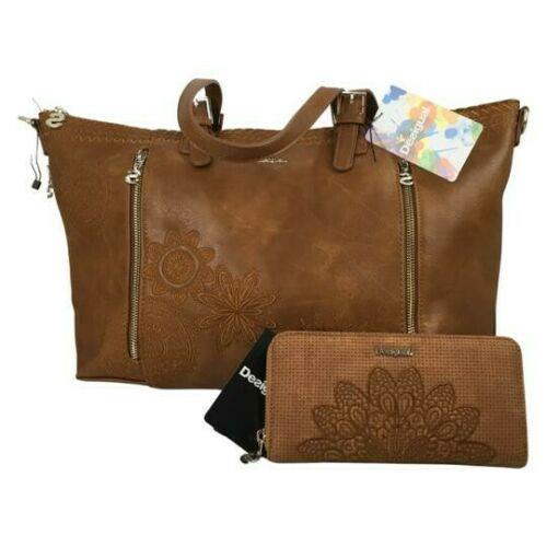 Desigual Woman Tote Bag Set Of Two Sz L Brown Color Casual Business gi17