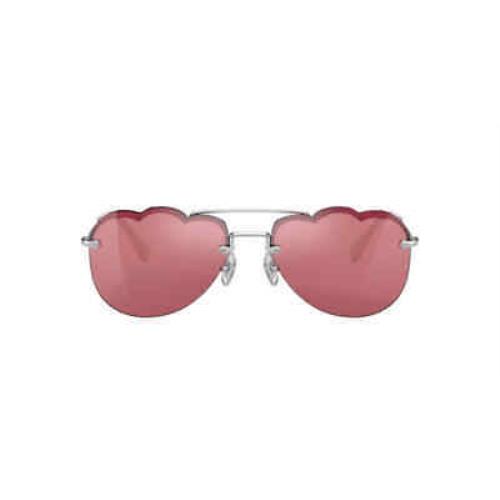 Miu Miu Pink Mirrored Flash Silver Geometric Ladies Sunglasses MU 56US 1BC177 58