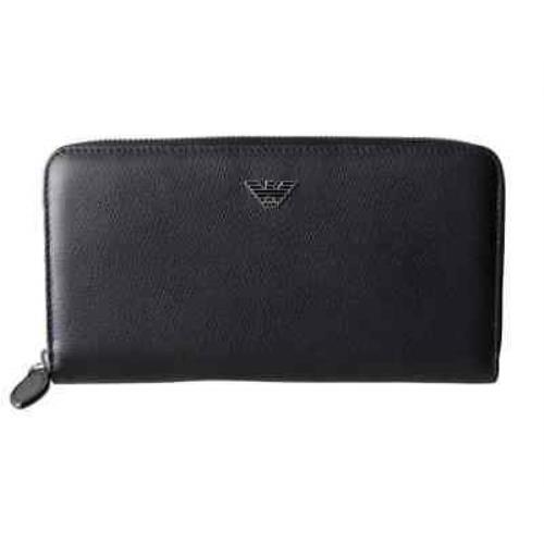 Emporio Armani Men`s Soft Saffiano Zip Around Wallet in Black YEME49-YAQ2E-8107