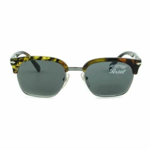 Persol Men Square Brown Tortoise Sunglasses PO3199S Gray Tempered Glass Lens