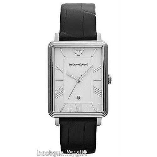 Emporio Armani Black Croc Leather+silver Tone+white Roman Number Watch AR9105