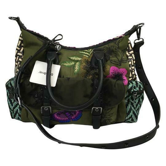 Desigual Women Shoulder Bag Multicolor with Embroidery Flowers Sz M gi27