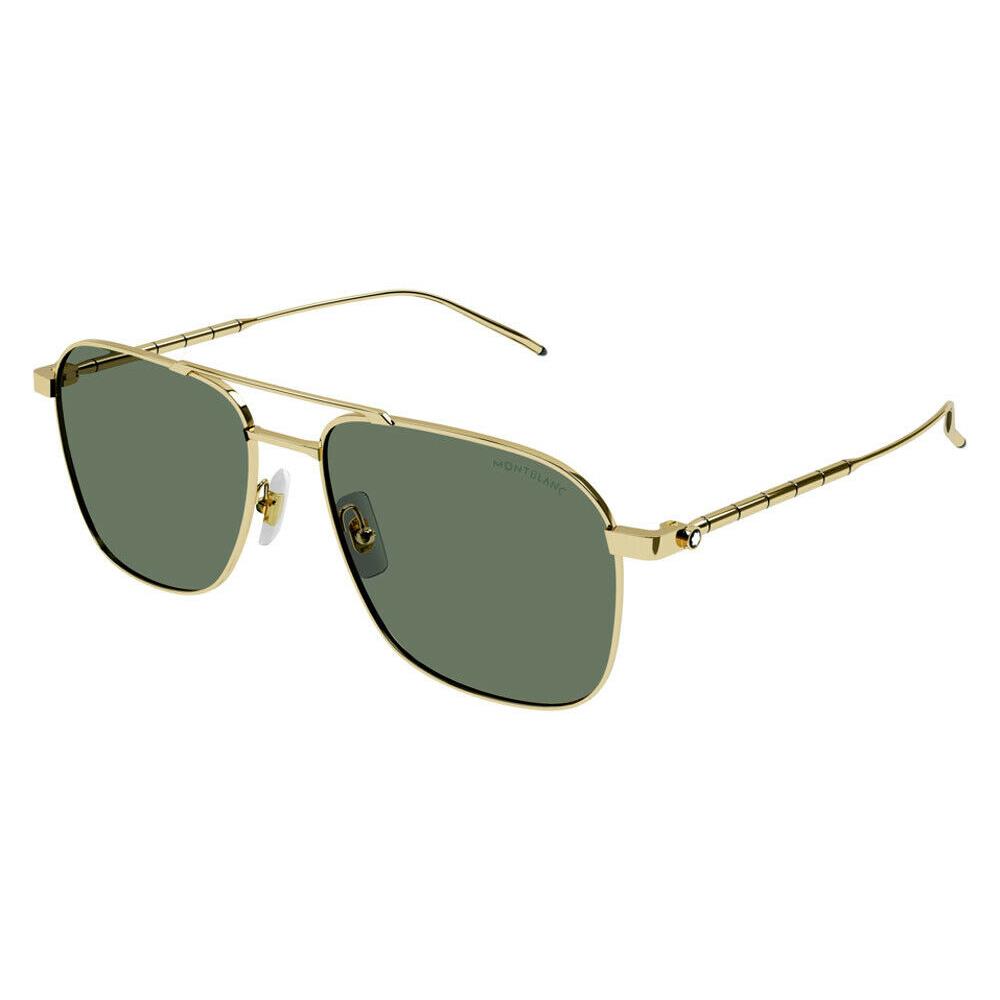 Montblanc Sunglasses MB0214S-003 Gold Frame Green Lenses