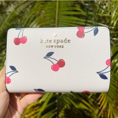 Kate Spade Staci Dancing Cherrie Cherry Medium Compact Zip Around Wallet