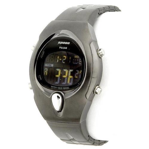 Pulsar Spoon PZX075 Women`s Dark Grey Steel Digital Watch
