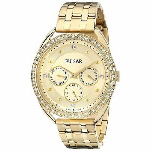 Pulsar Women`s PP6178 Multi-function Crystal Gold-tone Stainless Steel Watch