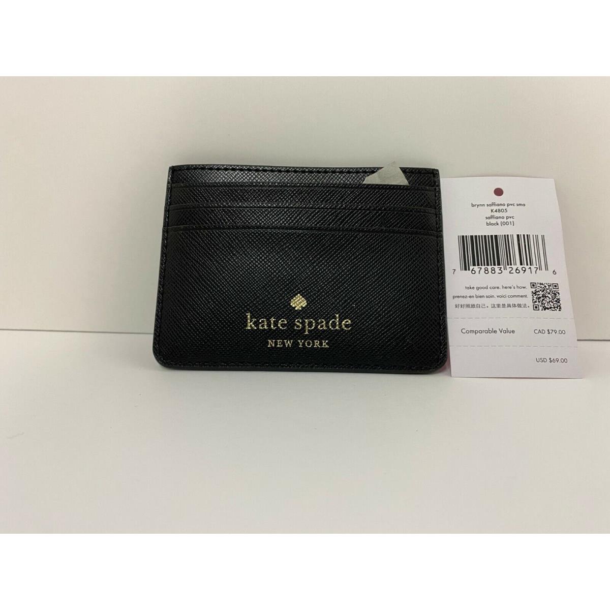 Kate Spade Card Holder Wallet Black Leather Brynn Soffiano Pvc Sma k4805
