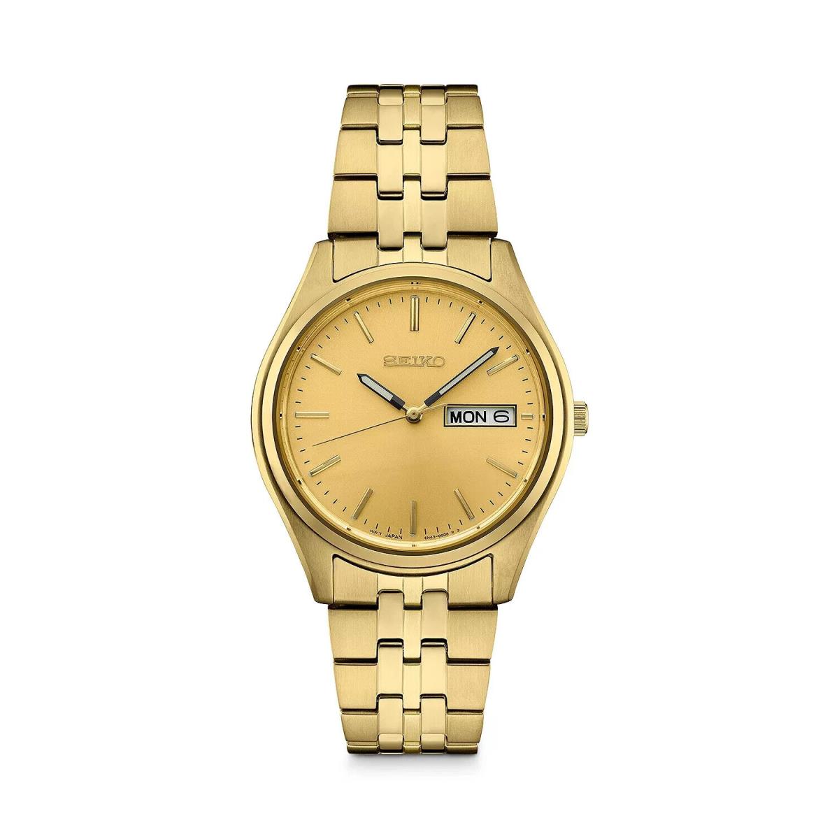 Seiko Gold-tone Dial Day/date Gold-tone Stainless Steel Men`s Watch SGF526