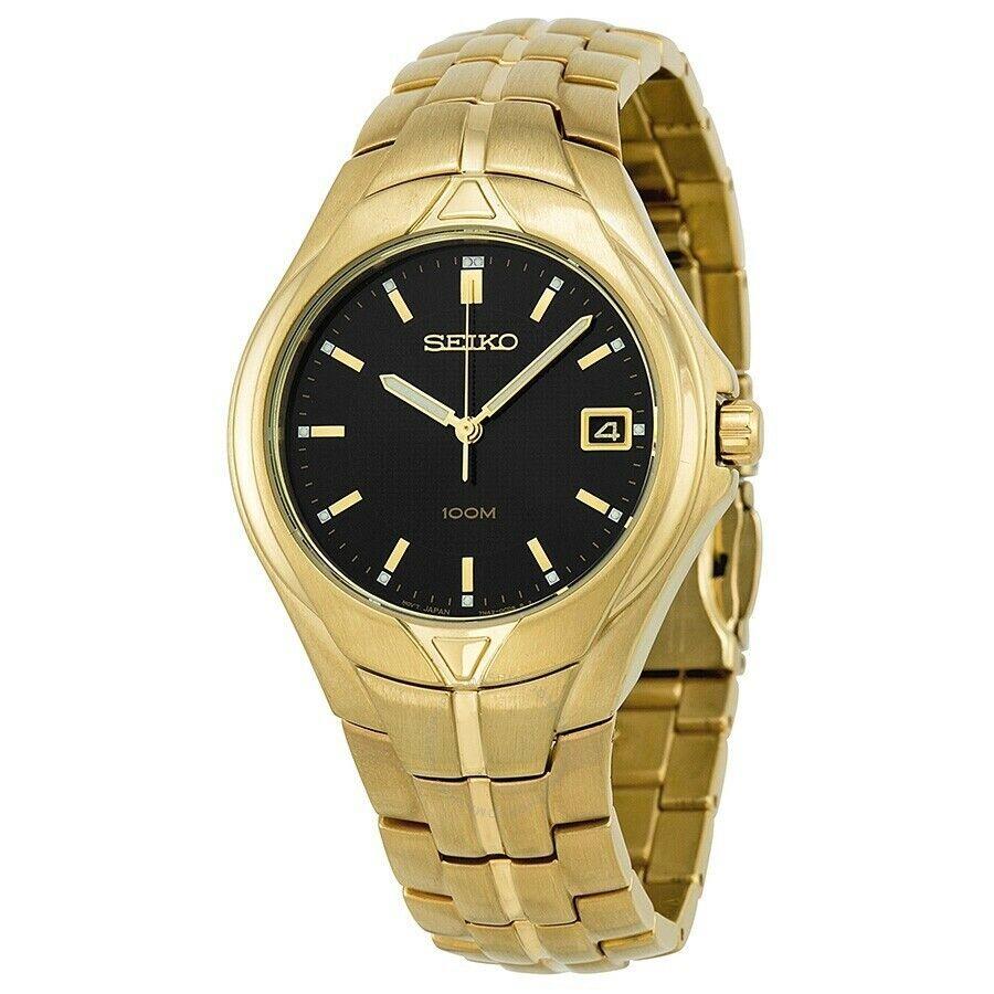 Seiko Brown Dial Date Gold-tone Stainless Steel Men`s Watch SGEA02