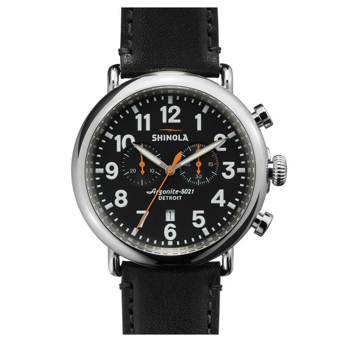 Shinola Runwell Mens 47mm Chronograph Black Dial Watch S0110000051