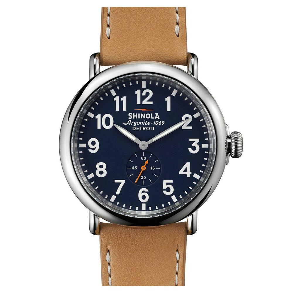Shinola Runwell Men`s 47mm Blue Dial Strap Watch S0110000141