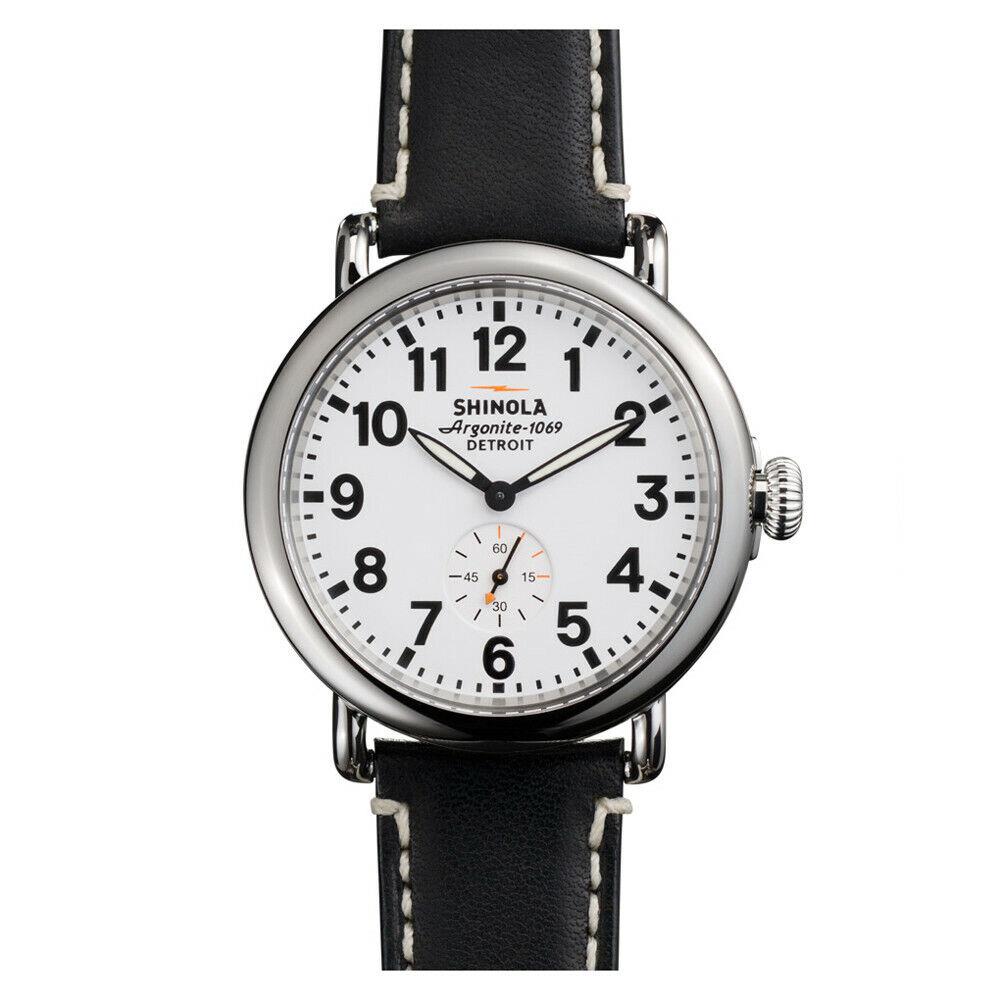 Shinola Runwell Men`s 41mm White Dial Strap Watch S0110000019
