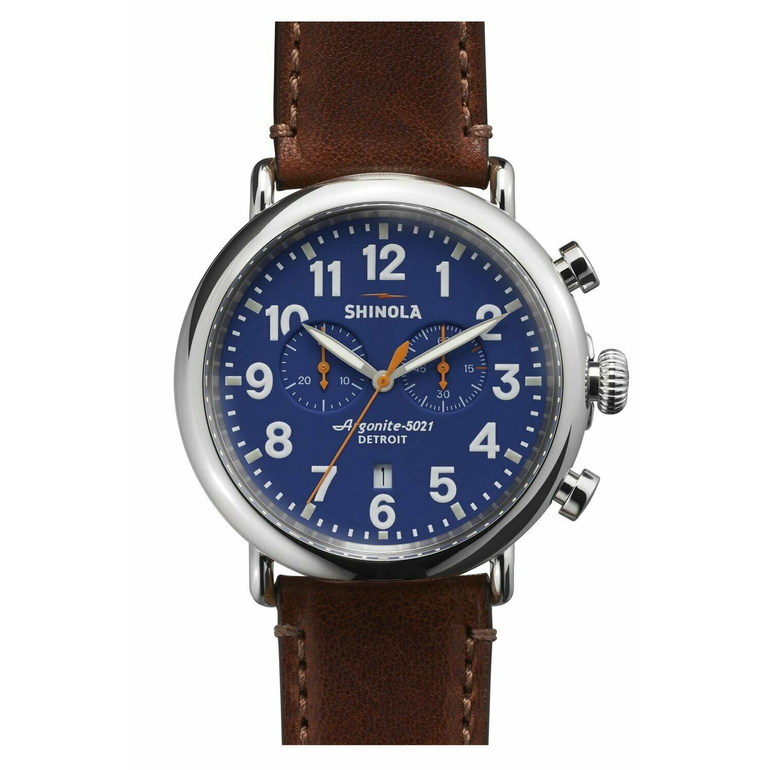 Shinola Runwell Men`s 47mm Royal Blue Dial Watch S0110000047