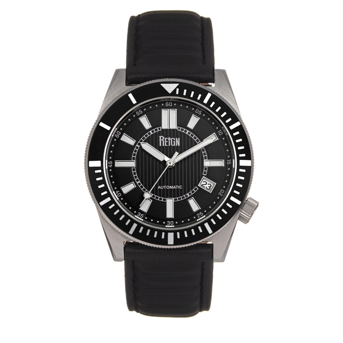 Reign Francis Leather-band Watch W/date - Black