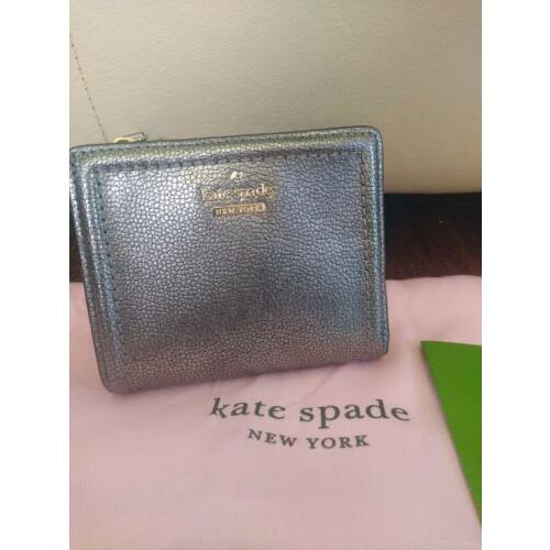 Kate Spade Small Shawn Patterson Drive Small Wallet. Metallic Silver Shiny
