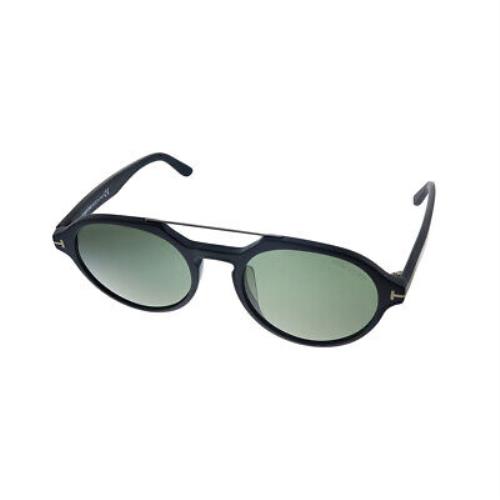 Tom Ford TF 696 02N_ Matte Black Plastic Round Sunglasses Green Lens
