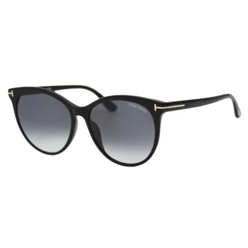 Tom Ford Maxim 787 01B Black Gold Womens Sunglasses Gray Gradient Lens 59-16-140