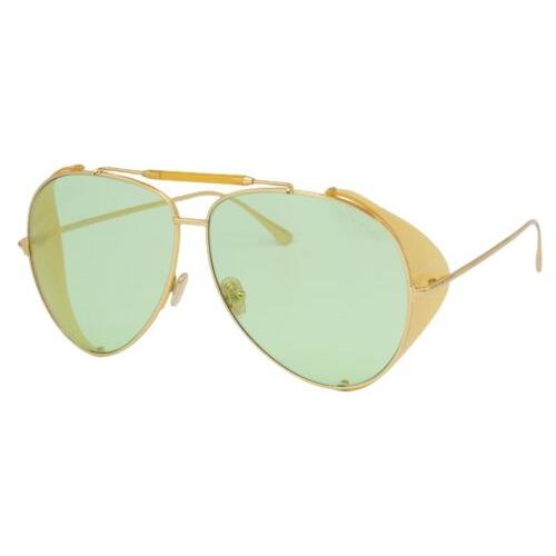 Tom Ford Jack-02 900 30N Gold Green Lens Men`s Aviator Sunglasses 62-11-140 Case
