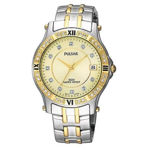 Pulsar Men`s PXH558 Crystal Two-tone Watch Gift