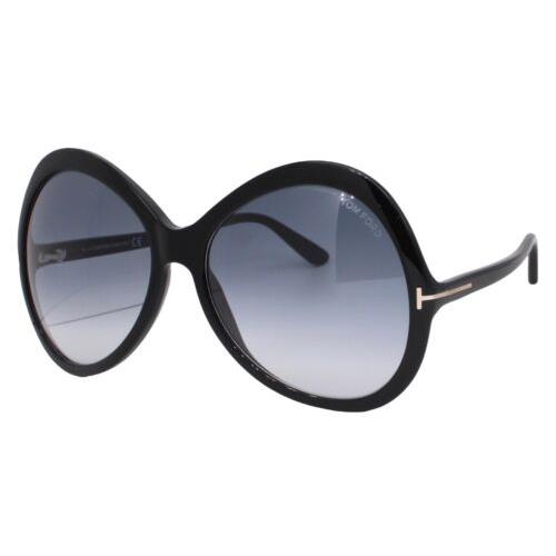 Tom Ford Rose 765 01B Black Gold Women`s Gray Gradient Sunglasses 63-17-130 Case