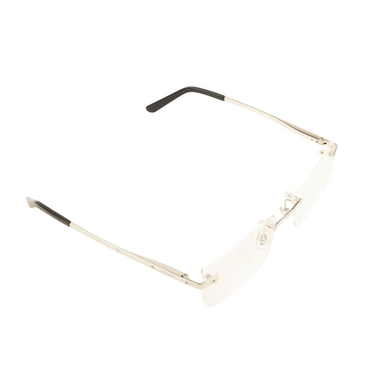 Cartier CT0167O-002 Silver Rectangular Rimless Eyeglasses Size OS