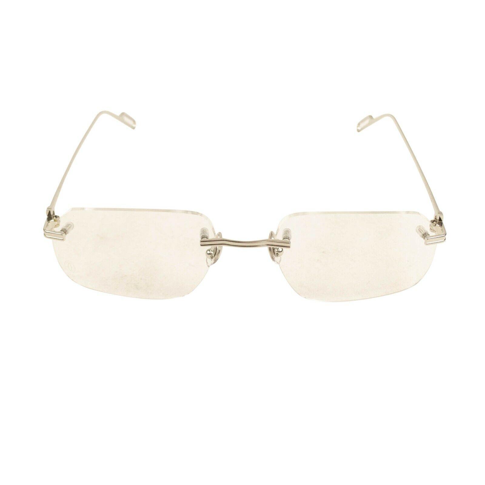Cartier CT0113O-002 Silver Rimless Eyeglasses Size OS