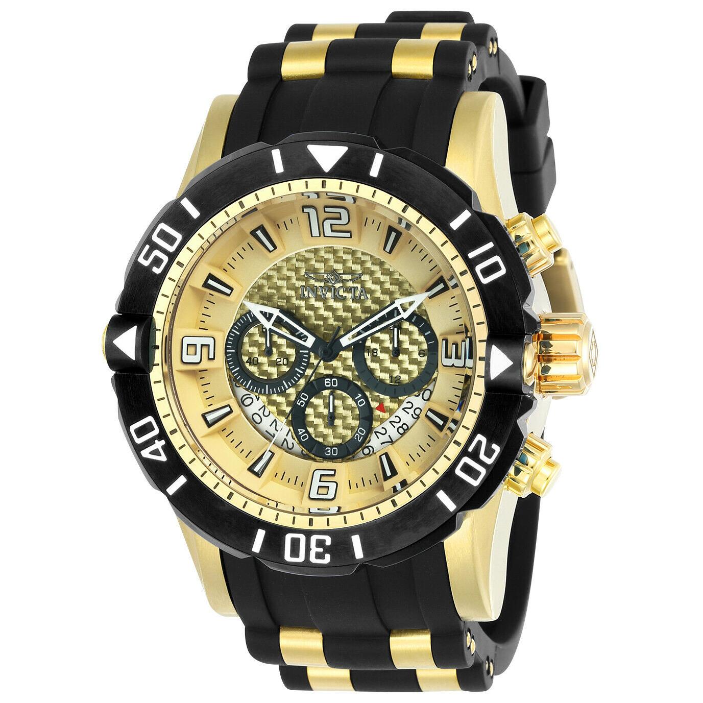 Invicta 23705 Pro Diver 50MM Gold Dial Quartz Polyurethane Strap Watch