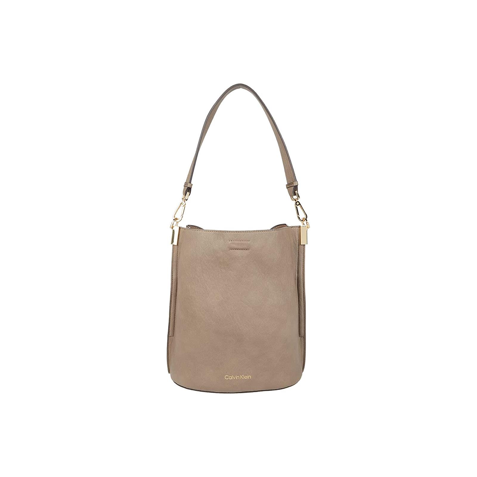 Woman`s Handbags Calvin Klein Robin Bubble Lamb Bucket Bag Taupe