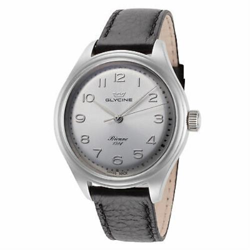 Glycine Men`s GL0333 Bienne 1914 39mm Silver Dial Leather Watch
