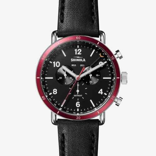 Shinola Canfield Sport 45MM Black Dial Black Leather Strap Watch S0120208738