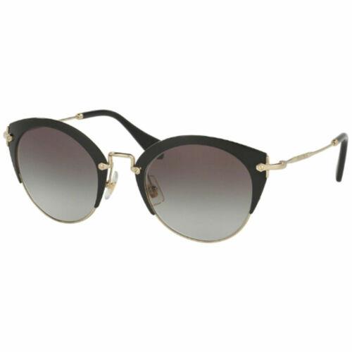 Miu Miu Women`s Sunglasses Black Pale Gold Metal Frame Grey Lens 53RS-1AB0A752