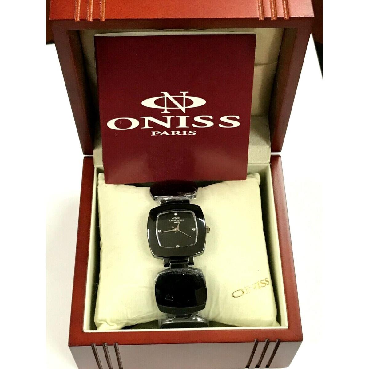 Oniss Paris ON8050-L/BK Black Hi-tech Ceramic Ladies Quartz Watch Warranty
