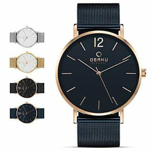 Obaku Mens Classic and Modern Dress Watch with Stainless Steel Mesh Band in